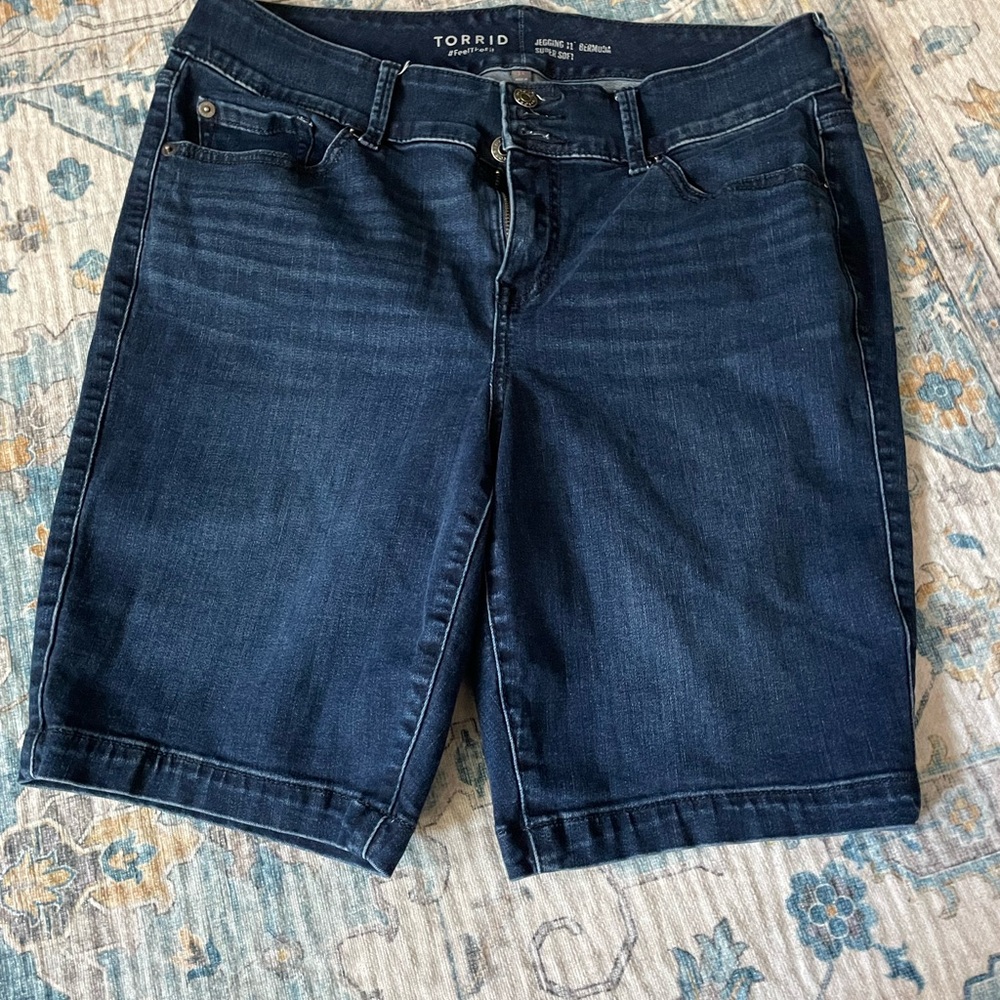 Torrid Soft stretch  Dark Indigo Stretch Denim Bermuda Shorts